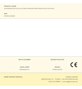 Eliminador de pilas 4,5v para interior para productos con 3xaaa