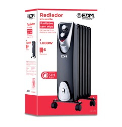 Radiador sin aceite 400 / 600 / 1000 w con 6 elementos modelo black edition