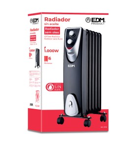 Radiador sin aceite 400 / 600 / 1000 w con 6 elementos modelo black edition