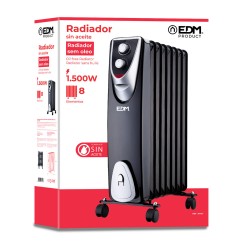 Radiador sin aceite 500 / 1000 / 1500 w con 8 elementos modelo black edition