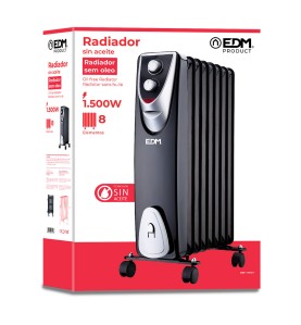 Radiador sin aceite 500 / 1000 / 1500 w con 8 elementos modelo black edition