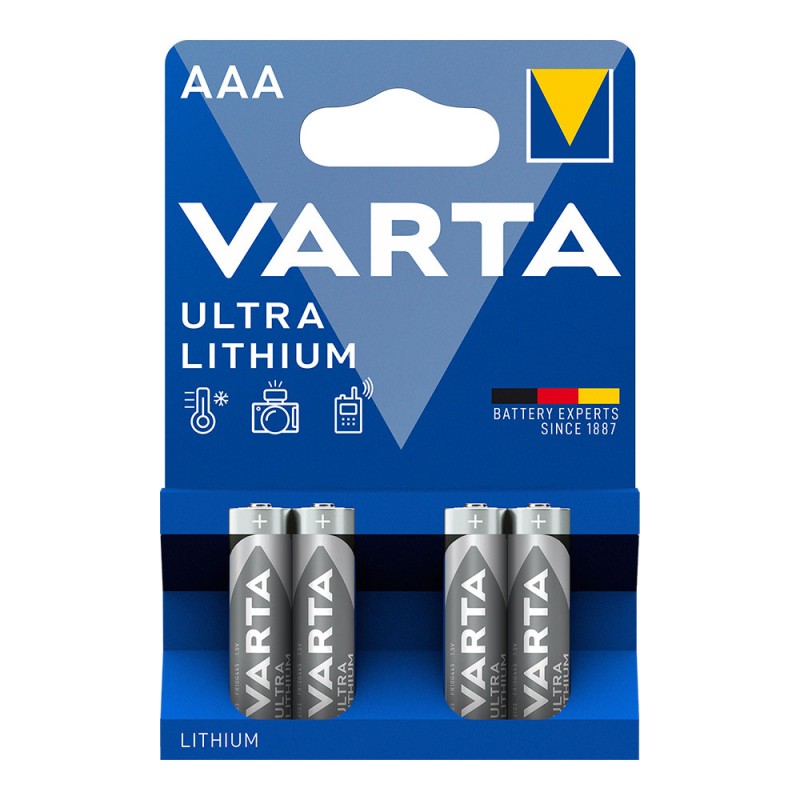 Pila varta ultra lithium aaa - lr03 (blister 4 uds) ø10,5x44,5mm