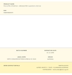 Pila ultra lithium aa - lr06 (blister 2 uds) ø14,5 x 50,5 mm