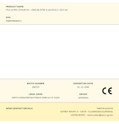 Pila ultra lithium aa - lr06 (blister 4 uds) ø14,5 x 50,5 mm