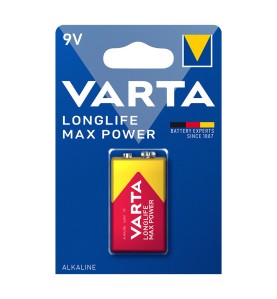 Pila alkalina longlife max power 6lr61- 9 v (blister 1 unid.) 26,5 x 17,5 x 48,5 mm