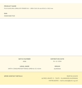 Pila alkalina longlife power aa - lr06 caja 24 uds ø14,5 x 50,5 mm