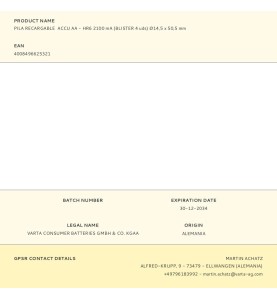 Pila recargable accu aa - hr6 2100 ma (blister 4 uds) ø14,5 x 50,5 mm