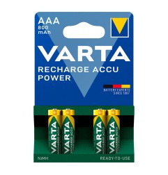 Pila varta recargable accu power aaa - hr03 800 ma (blister 4 uds) ø10,5x44,5mm