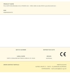 Pila varta recargable accu power aaa - hr03 1000 ma (blister 4 uds) ø10,5x44,5mm