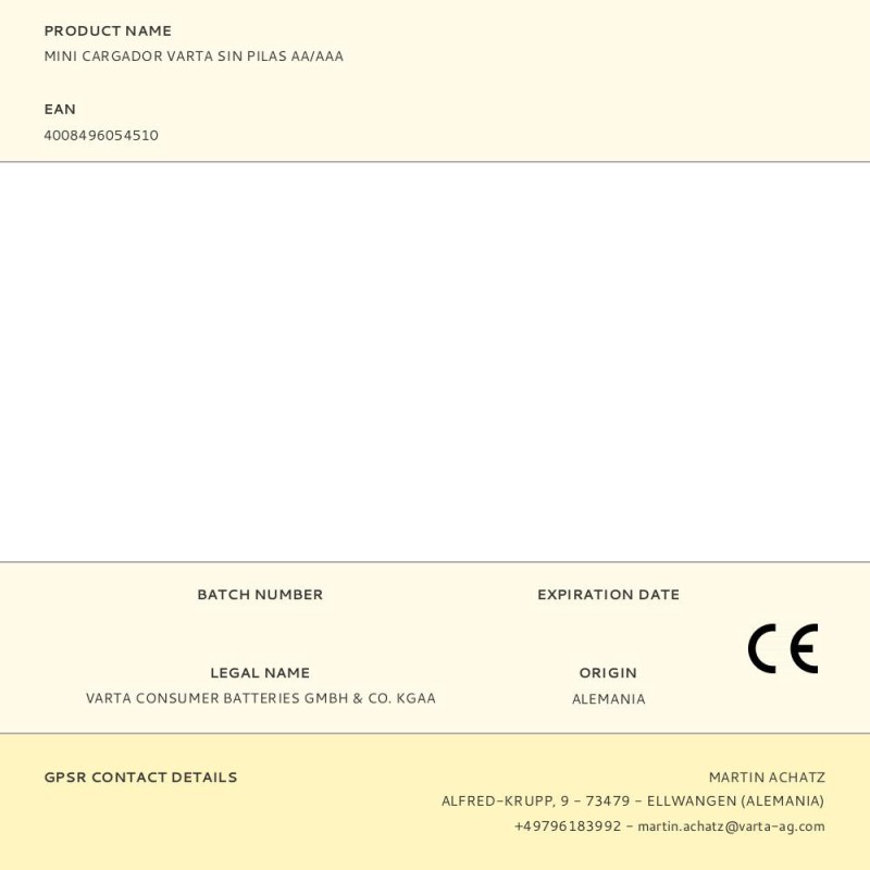 Mini cargador varta sin pilas aa/aaa