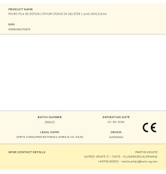 Micro pila de boton lithium cr2430 3v (blister 1 unid.) ø24,5x3mm