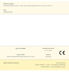 Pila recargable accu aa - hr6 2100 ma recycled(blister 4 uds) ø14,5 x 50,5 mm