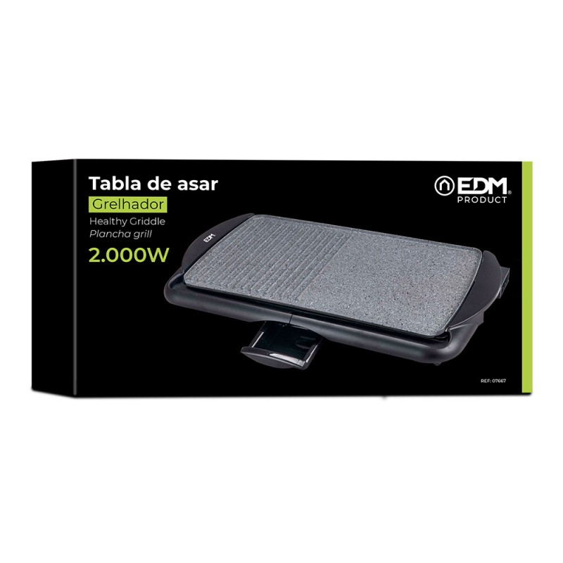 Tabla de asar efecto piedra 2000 w 61,5 x 31 x 8 cm