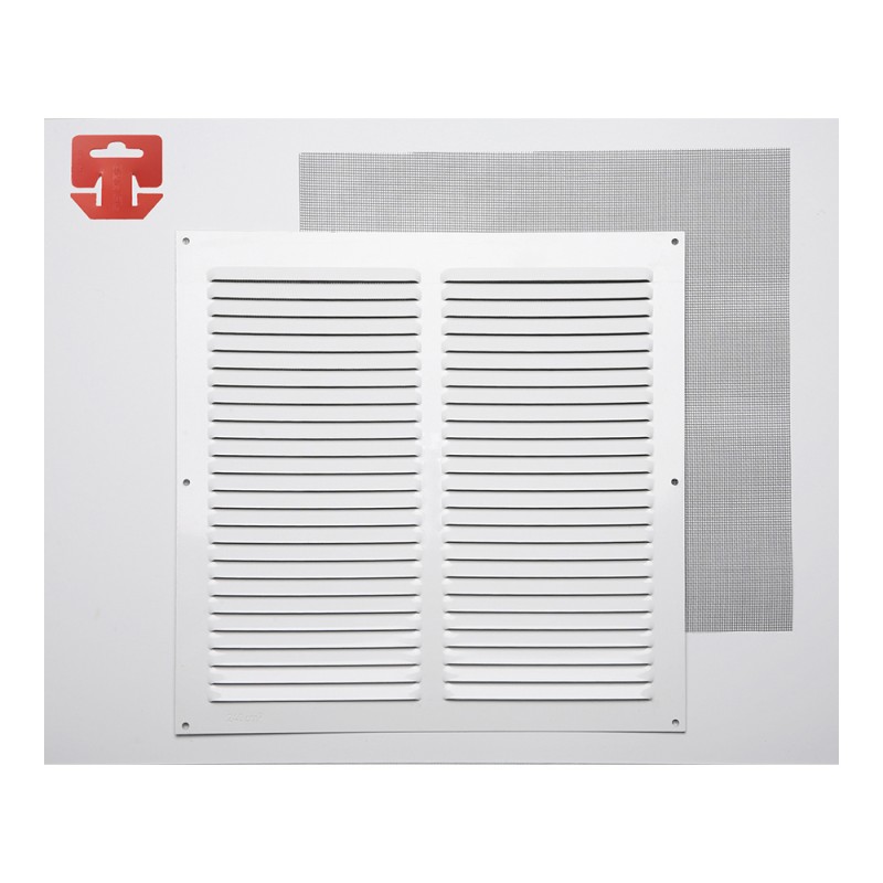 Rejilla con mosquitera. aluminio 0.6 blanco lacado 300x300mm (g)