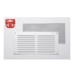 Rejilla con mosquitera. aluminio 0.6 blanco lacado 300x150mm (g)