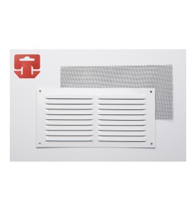 Rejilla con mosquitera. aluminio 0.6 blanco lacado 300x150mm (g)
