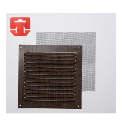 Rejilla con mosquitera. aluminio 0.6 imitacion wenge 150x150mm (g)