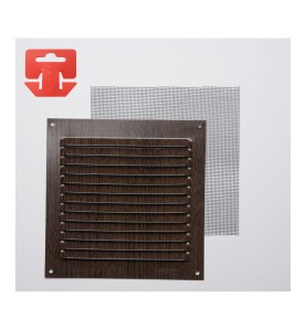 Rejilla con mosquitera. aluminio 0.6 imitacion wenge 150x150mm (g)