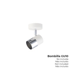 Foco 1 elemento modelo moon gu-10 (bombilla no incluida) color cromo+blanco hueso ø 9 x 7,6 x 12,6 cm