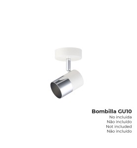 Foco 1 elemento modelo moon gu-10 (bombilla no incluida) color cromo+blanco hueso ø 9 x 7,6 x 12,6 cm