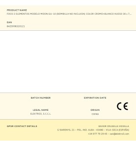 Foco 2 elementos modelo moon gu-10 (bombilla no incluida) color cromo+blanco hueso 30 x 7,6 x 15,2 cm