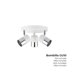 Foco 3 elementos modelo moon gu-10 (bombilla no incluida) color cromo+blanco hueso ø 20 x 12,6 cm