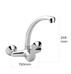 Grifo monomando de cocina caño alto empotrado serie saona