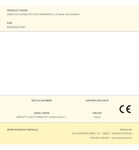 Cable de cuerda de yute trenzado 2 x 0,75mm 20m euro/m