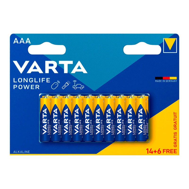 Pila alkalina longlife power aaa - lr03 (blister 14+6 uds) ø10,5x44,5mm