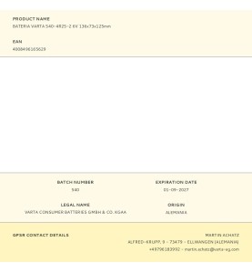 Bateria varta 540-4r25-2 6v 136x73x125mm