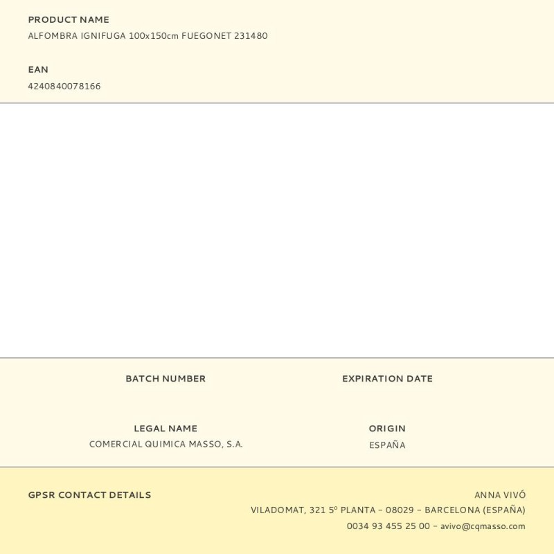 Alfombra ignifuga 100x150cm fuegonet 231480