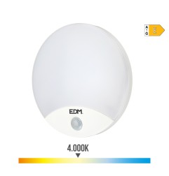 Aplique led redondo con sensor de movimiento 13 w 1850 lm 4000 k ip54 ø25 x 4,9cm