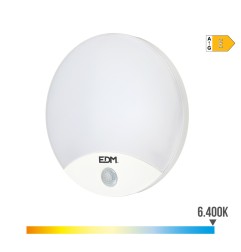 Aplique led redondo con sensor de movimiento 13 w 1850 lm 6400 k ip44 ø25 x 4,9cm