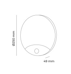 Aplique led redondo con sensor de movimiento 13 w 1850 lm 6400 k ip44 ø25 x 4,9cm