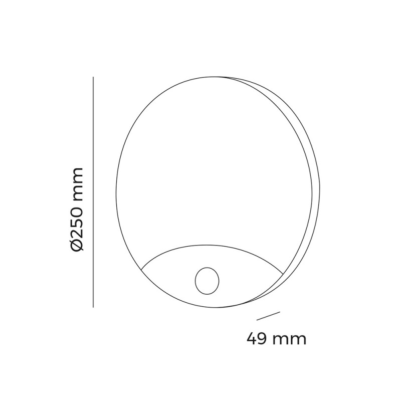Aplique led redondo con sensor de movimiento 13 w 1850 lm 6400 k ip44 ø25 x 4,9cm