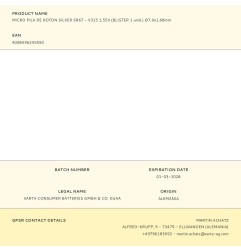 Micro pila de boton silver sr67 - v315 1,55v (blister 1 unid.) ø7,9x1,68mm