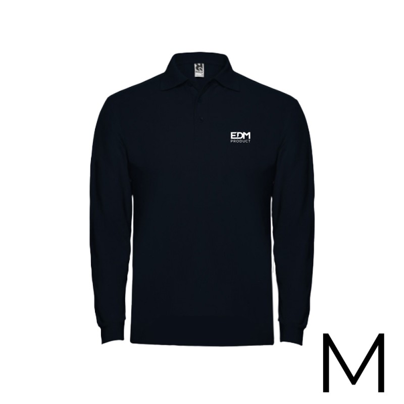 Polo negro manga larga talla-m 65% poliéster 35% algodon
