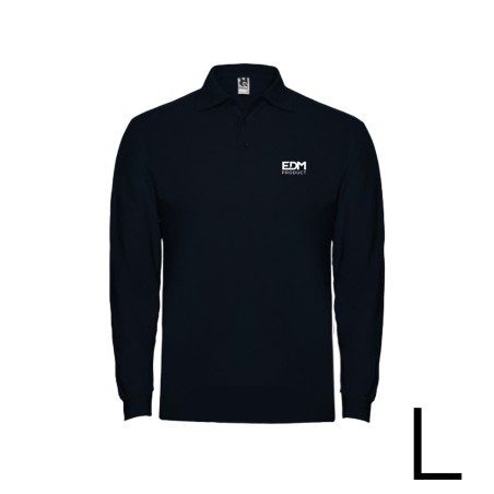 Polo negro manga larga talla-l 65% poliéster 35% algodón