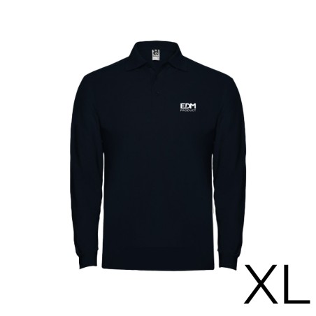 Polo negro manga larga talla-xl 65% poliéster 35%algodon