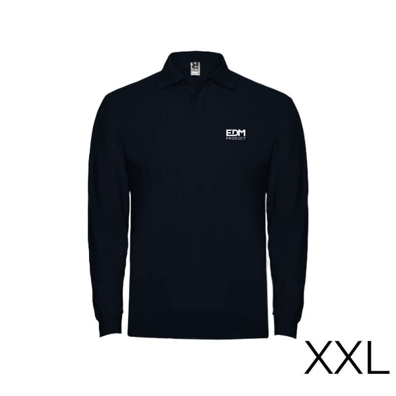 Polo negro manga larga talla-xxl 65% poliéster 35% algodon