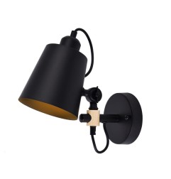 Aplique de pared metalico e27 60 w color negro 25 x 27 cm