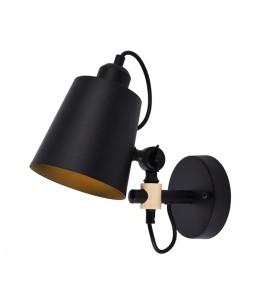 Aplique de pared metalico e27 60 w color negro 25 x 27 cm