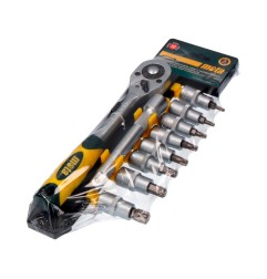 Juego (10 pcs.) bocallaves y accesorios enc. 1/2" torx cr.v ek641 mota