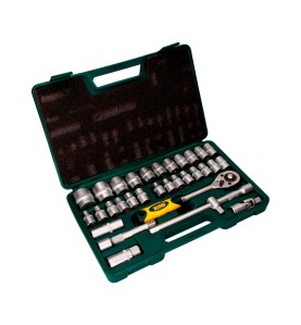 Juego 32 pcs de bocallaves y accesorios de 1/2" cromo vanadio ek602 mota