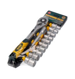Juego (12 pcs.) de bocallaves y accesorios de 1/2" cromo vanadio ek610 mota