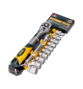 Juego (12 pcs.) de bocallaves y accesorios de 3/8" cromo vanadio ek510 mota