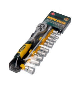 Juego (12 pcs.) de bocallaves y accesorios de 1/4" cromo vanadio ek410 mota