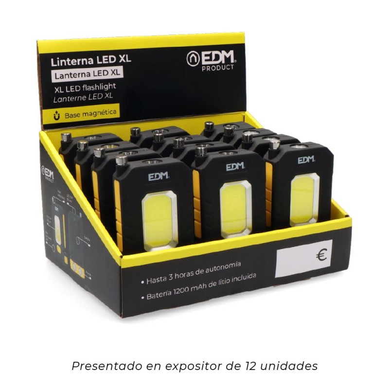 Linterna led xl con imán telescópico, recargable