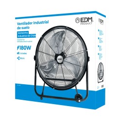 Ventilador industrial de suelo, con ruedas, negro 180 w 59,8 db aspas ø60 x 70 cm