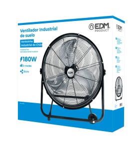Ventilador industrial de suelo, con ruedas, negro 180 w 59,8 db aspas ø60 x 70 cm